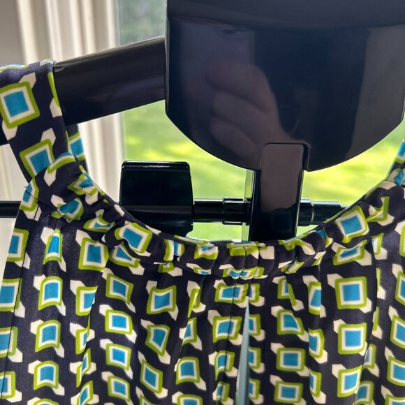 NWOT Jude Connally Dress Green Geometric Sleeveless Stretch Knit Sheath S - Picture 4 of 13